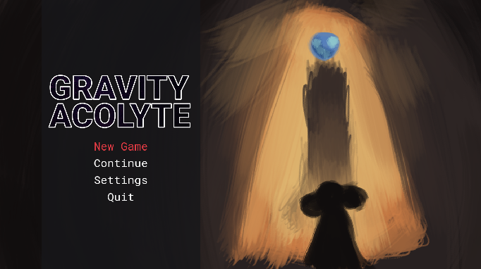 The title sccreen of the game Gravity Acolyte.